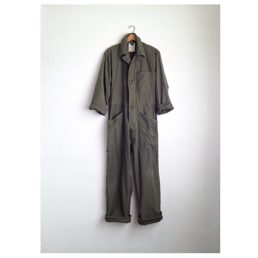 Vintage Jumpsuit Army Green Coveralls Wide Leg Jumpsuit